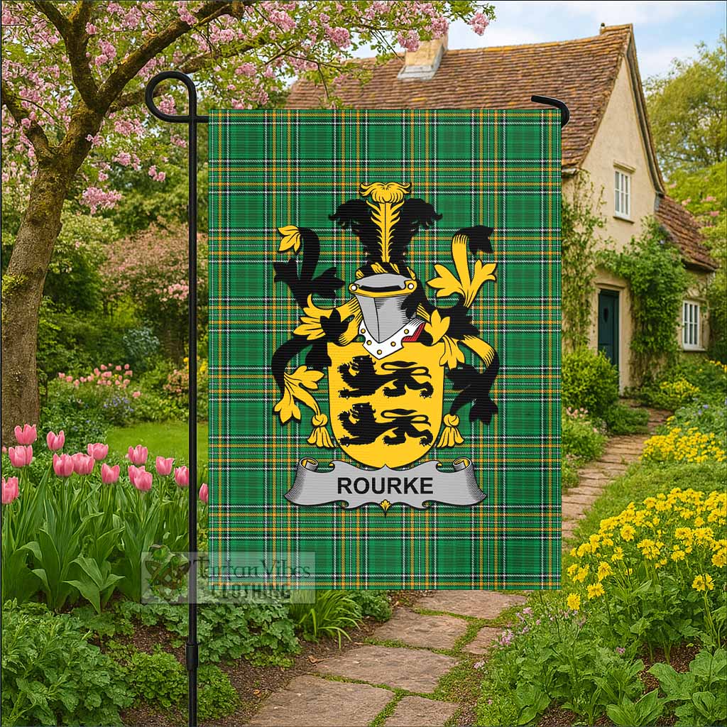 Rourke Irish Clan Tartan Flag with Coat of Arms