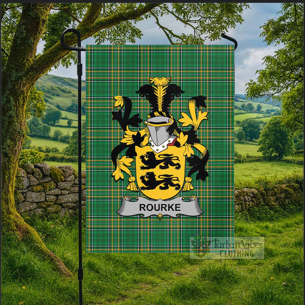 Rourke Irish Clan Tartan Flag with Coat of Arms