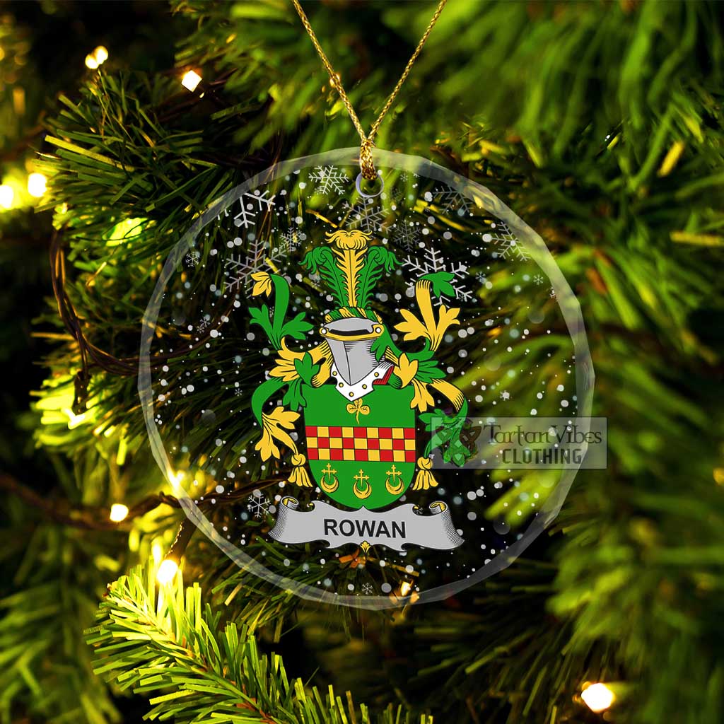 Tartan Vibes Clothing Rowan Irish Clan Christmas Glass Ornament with Coat of Arms