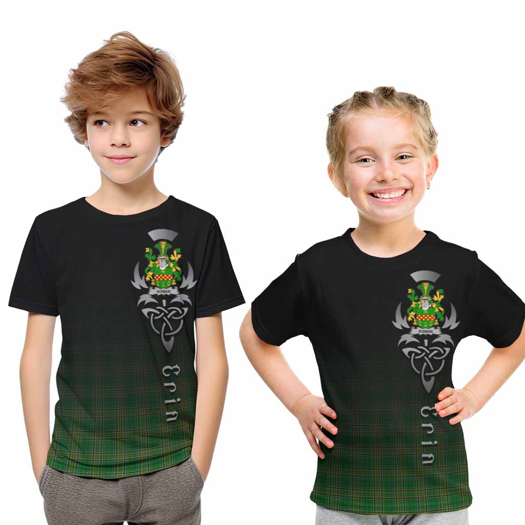 Tartan Vibes Clothing Rowan Irish Clan Kid T-Shirt with Coat of Arms Erin Go Bragh Celtic Inspired