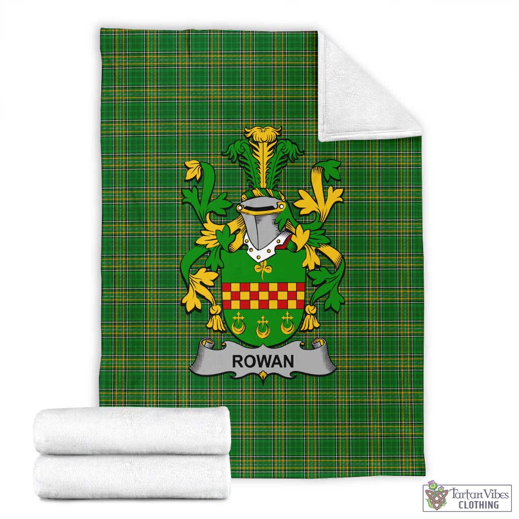 Tartan Vibes Clothing Rowan Irish Clan Tartan Blanket with Coat of Arms