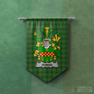 Rowan Irish Clan Tartan Gonfalon, Tartan Banner with Coat of Arms