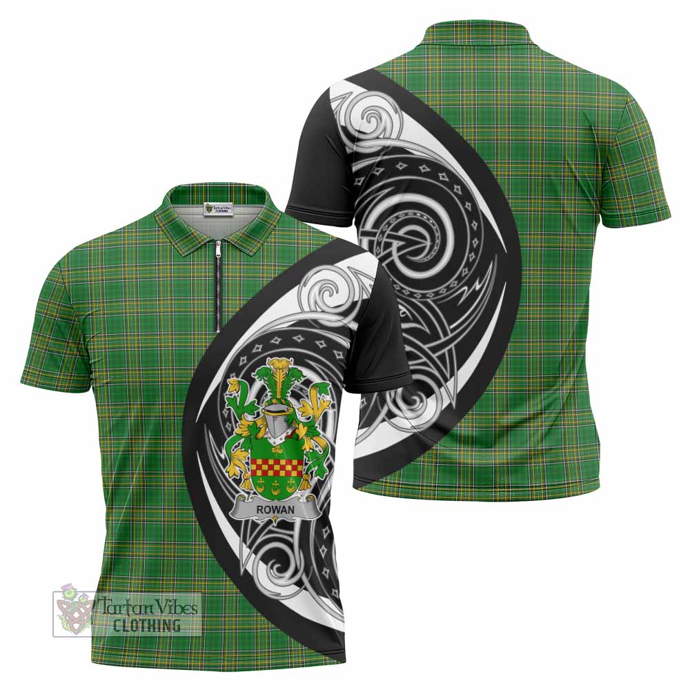 Tartan Vibes Clothing Rowan Irish Clan Zipper Polo Shirt Celtic Circle Style