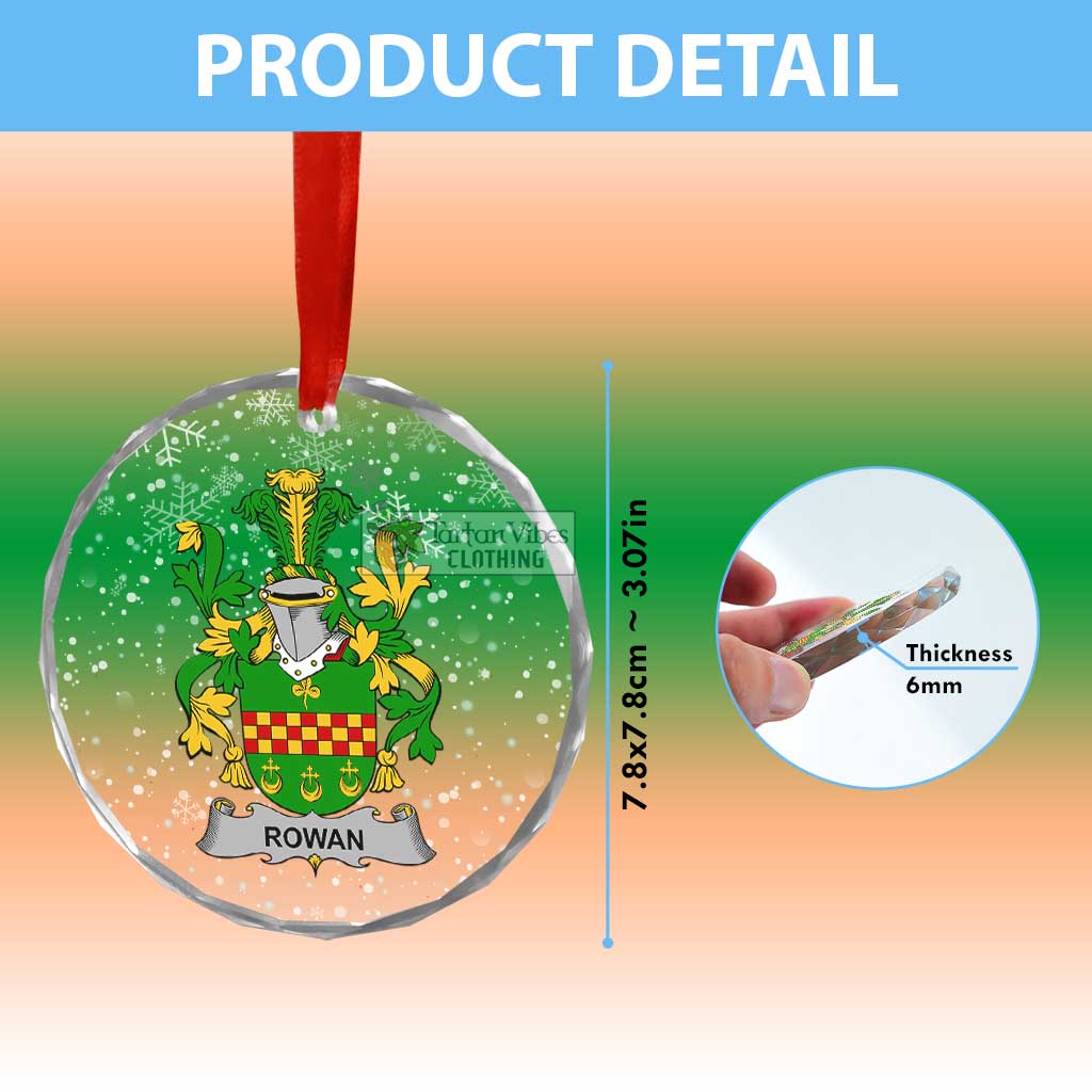 Tartan Vibes Clothing Rowan Irish Clan Christmas Glass Ornament with Coat of Arms