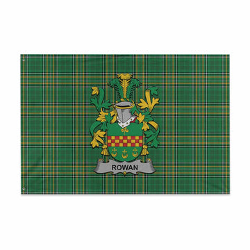 Rowan Irish Clan Tartan House Flag with Coat of Arms