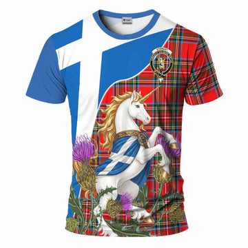 Royal Stewart Scottish Tartan Crest Unicorn Heritage T-Shirt Kid's Shirt - Tartan Vibes Clothing