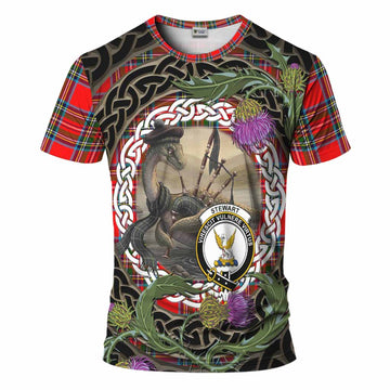 Royal Stewart Tartan Crest Bagpipe Nessie T-Shirt Scottish Loch Ness Monster Celtic Thistle