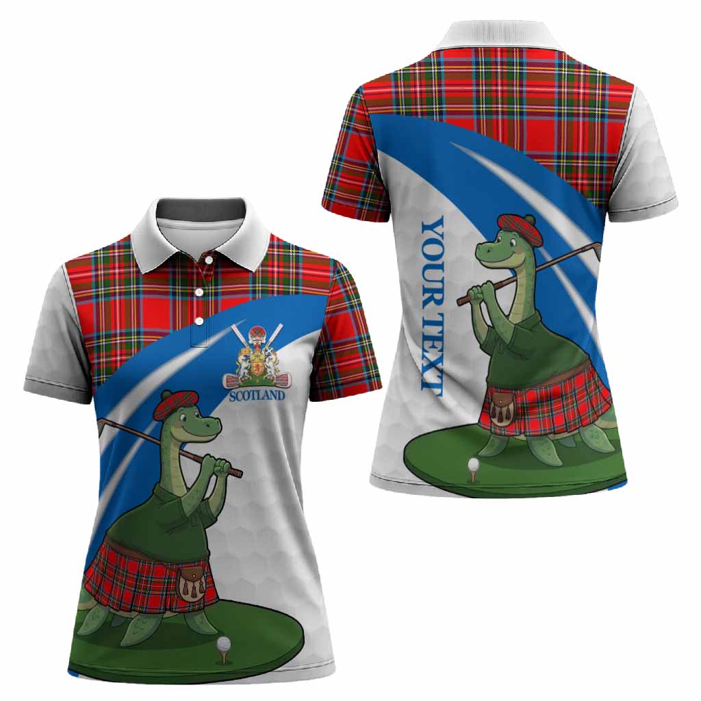 Royal Stewart Tartan Crest Golf Nessie Women Polo Shirt Loch Ness Monster Sporty Style