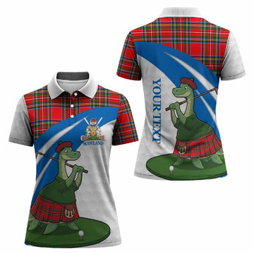 Royal Stewart Tartan Crest Golf Nessie Women Polo Shirt Loch Ness Monster Sporty Style