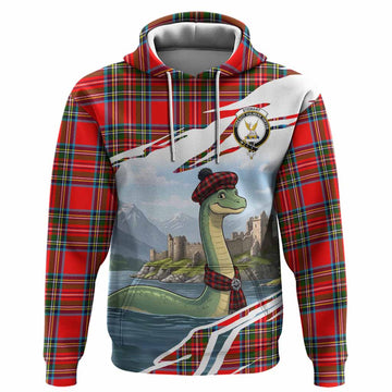 Royal Stewart Tartan Crest Loch Ness Monster Scottish Heritage Art Hoodie