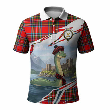 Royal Stewart Tartan Crest Loch Ness Monster Scottish Heritage Art Polo Shirt