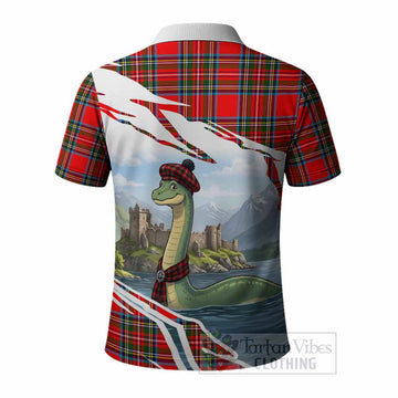 Royal Stewart Tartan Crest Loch Ness Monster Scottish Heritage Art Polo Shirt
