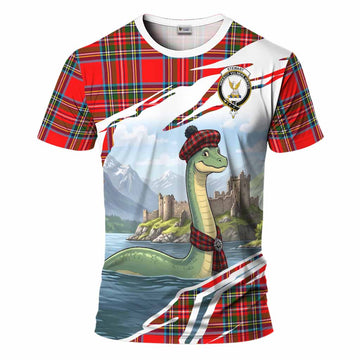 Royal Stewart Tartan Crest Loch Ness Monster Scottish Heritage Art T-Shirt