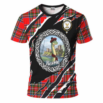 Royal Stewart Tartan Crest Loch Ness Monster T-Shirt Celtic Knot Nessie Art