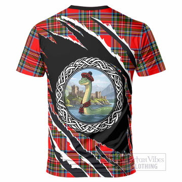 Royal Stewart Tartan Crest Loch Ness Monster T-Shirt Celtic Knot Nessie Art
