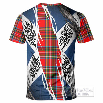 Royal Stewart Tartan Crest T-Shirt Scotland Flag Ripped Tribal Design