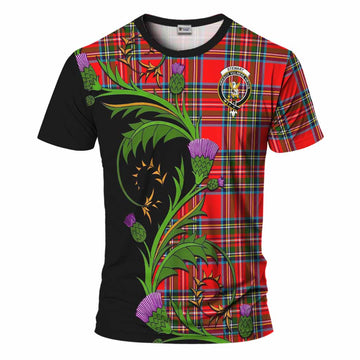 Royal Stewart Tartan Crest T-Shirt Scottish Thistle Pride Heritage Art
