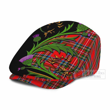 Royal Stewart Tartan Flat Cap, Jeff Cap Scottish Thistle Pride Heritage Art