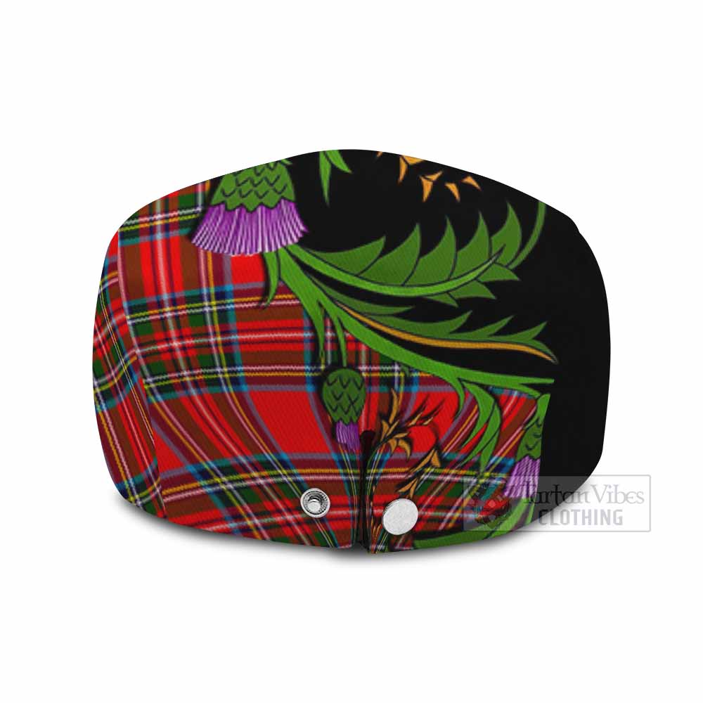 Royal Stewart Tartan Flat Cap, Jeff Cap Scottish Thistle Pride Heritage Art