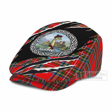 Royal Stewart Tartan Loch Ness Monster Flat Cap, Jeff Cap Celtic Knot Nessie Art