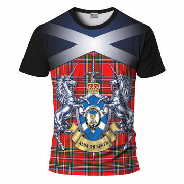 Royal Stewart Tartan T-Shirt Alba Gu Brath Unicorn Crest
