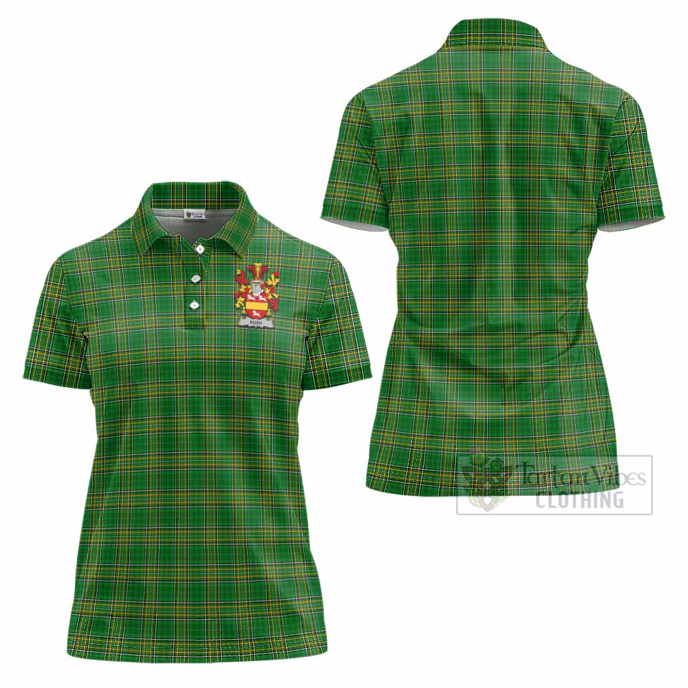 Rush Irish Clan Tartan Women's Polo Shirt with Coat of Arms