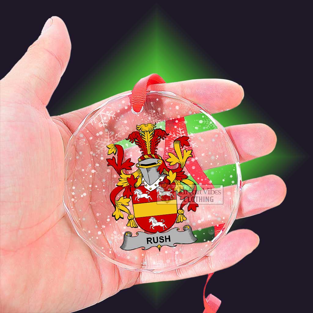 Rush Irish Clan Christmas Glass Ornament with Coat of Arms - 2D-tartanvibesclothing