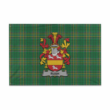 Rush Irish Clan Tartan House Flag with Coat of Arms