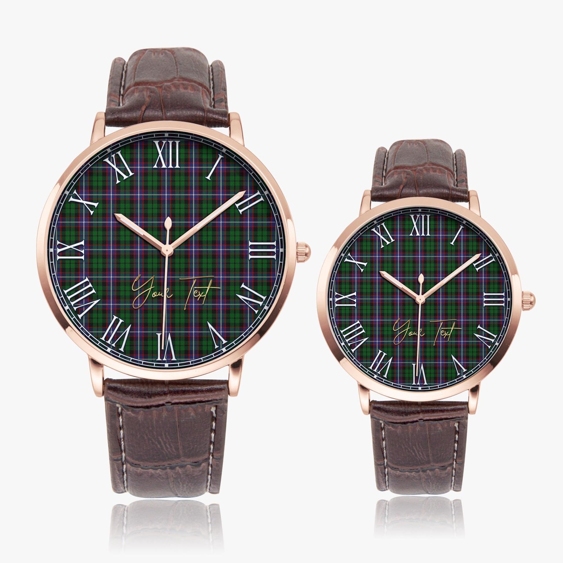 Russell Tartan Personalized Your Text Leather Trap Quartz Watch - Tartan Vibes Clothing