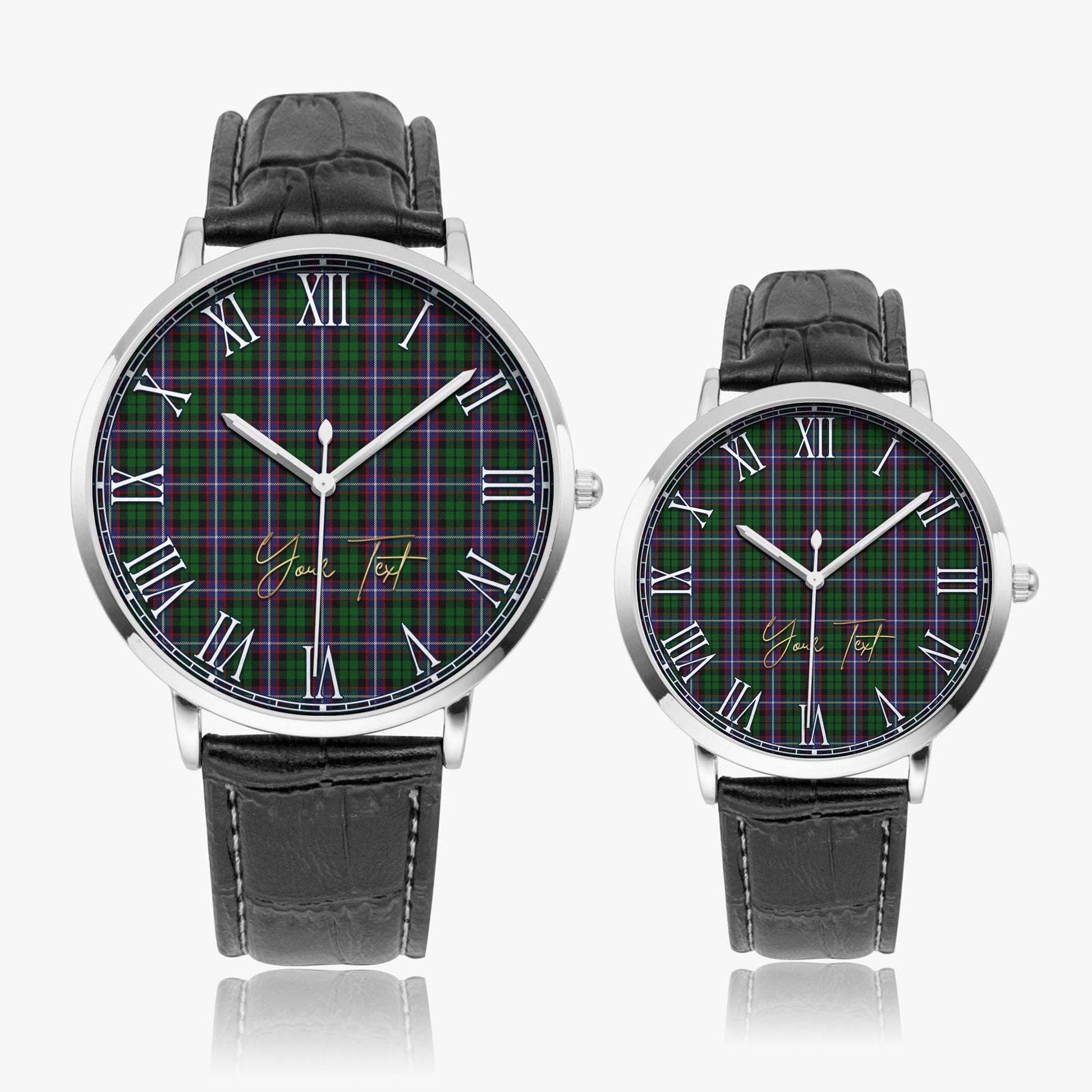 Russell Tartan Personalized Your Text Leather Trap Quartz Watch - Tartan Vibes Clothing