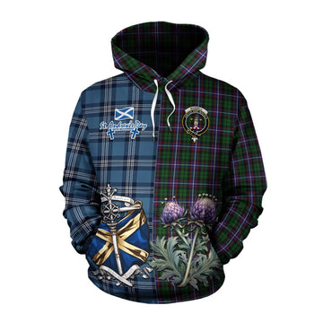 Russell Tartan Cotton Hoodie Happy St. Andrew's Day Half Tartan Style Pullover Hoodie XS - Tartan Vibes Clothing