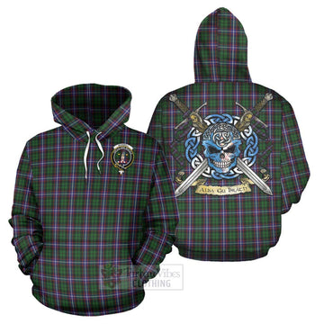 Tartan Vibes Clothing Russell Tartan Hoodie with Family Crest Celtic Skull Style