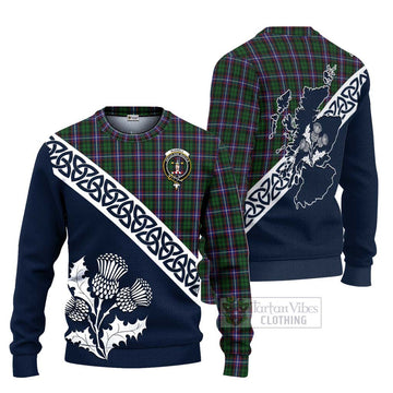 Russell Tartan Ugly Sweater Featuring Thistle and Scotland Map Unisex - Tartan Vibes Clothing