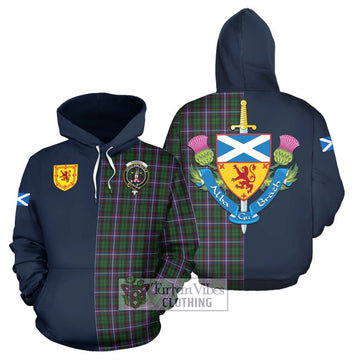 Russell Tartan Hoodie Alba with Scottish Lion Royal Arm Half Style Zip Hoodie - Tartan Vibes Clothing