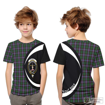 Russell Tartan Kid T-Shirt with Family Crest Circle Style Youth XL Size14 - Tartan Vibes Clothing