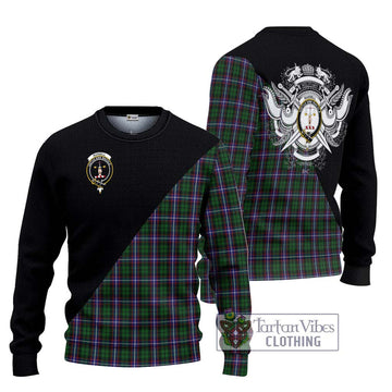 Russell Tartan Ugly Sweater with Family Crest and Military Logo Style Unisex - Tartan Vibes Clothing