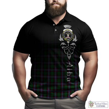 Russell Tartan Polo Shirt Featuring Alba Gu Brath Family Crest Celtic Inspired