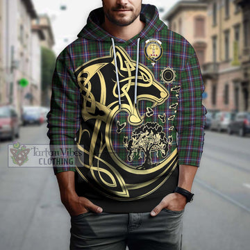 Russell Tartan Hoodie with Family Crest Celtic Wolf Style Zip Hoodie - Tartan Vibes Clothing