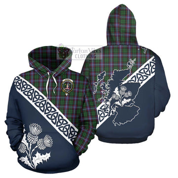 Russell Tartan Hoodie Featuring Thistle and Scotland Map Zip Hoodie - Tartan Vibes Clothing