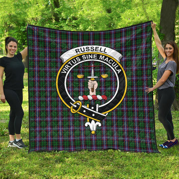 Russell Tartan Quilt with Family Crest