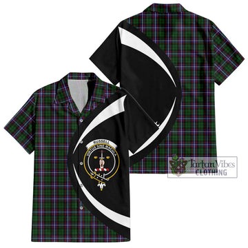 Russell Tartan Hawaiian Shirt with Family Crest Circle Style Kid - Tartan Vibes Clothing