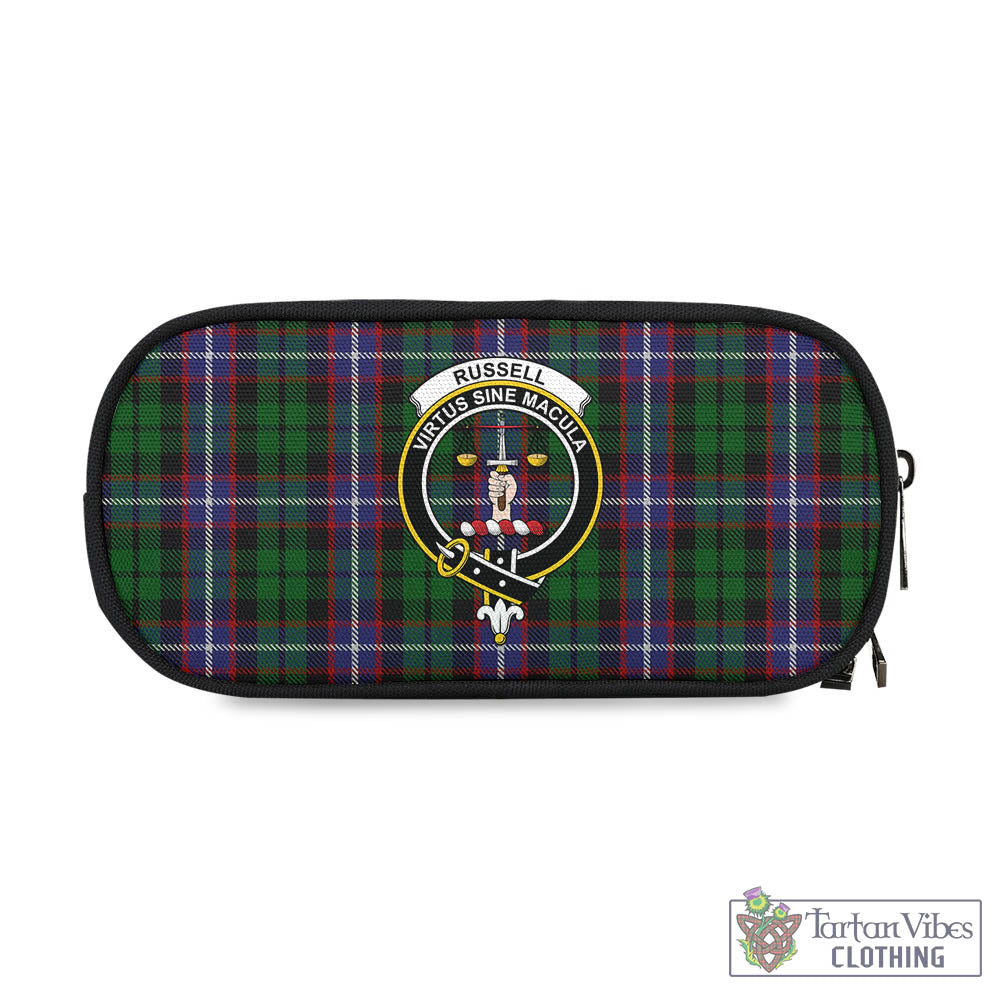 Russell Tartan Pen and Pencil Case with Family Crest One Size 4.13*8.74 inch - Tartan Vibes Clothing