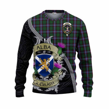 Russell Tartan Family Crest Knitted Sweater Lion Rampant Royal Thistle Shield Celtic Inspired Unisex - Tartan Vibes Clothing