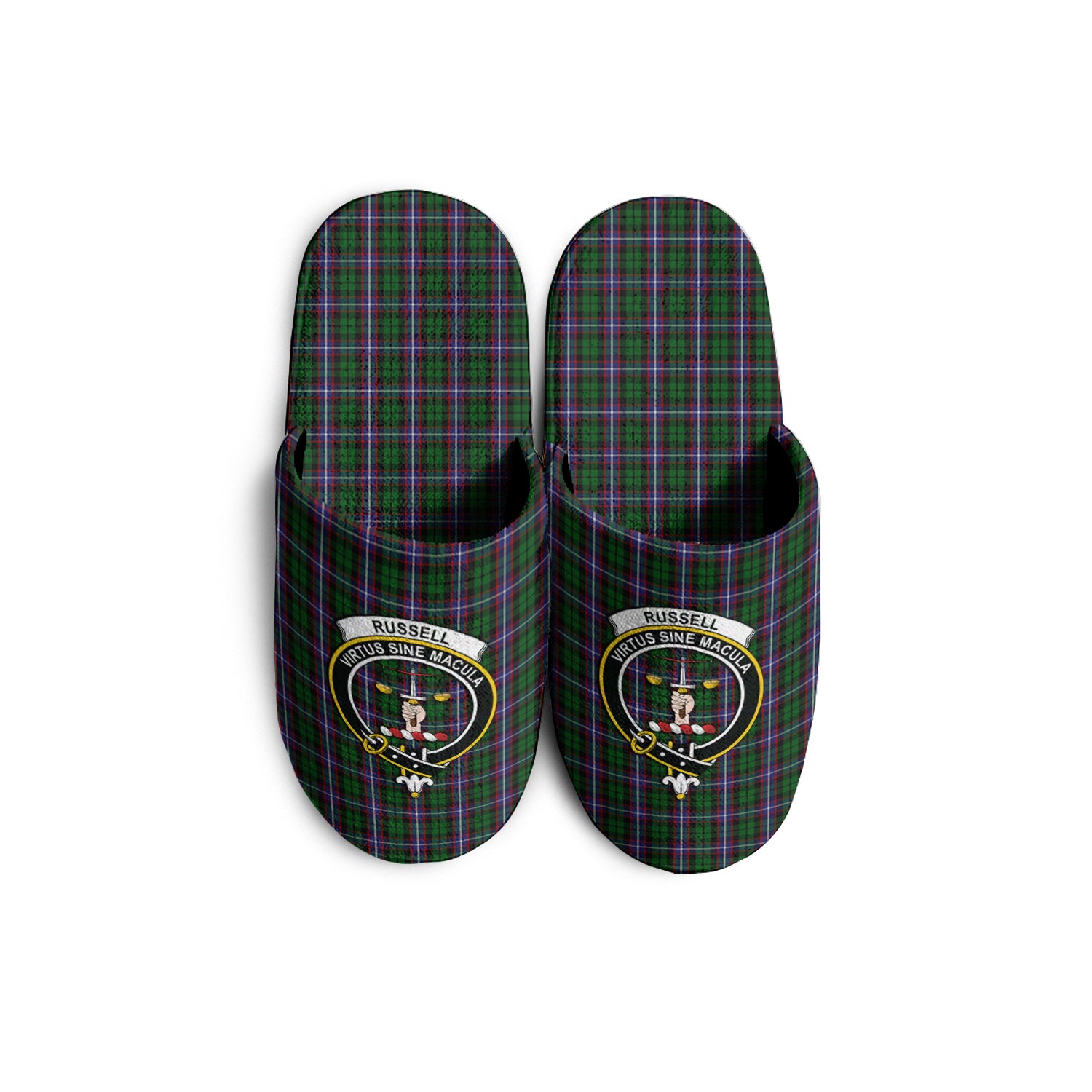 Russell Tartan Home Slippers with Family Crest KIDS - Tartan Vibes Clothing