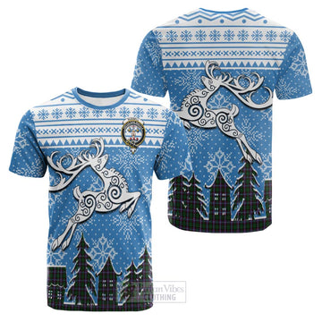 Russell Clan Christmas Cotton T-shirt Celtic Reindeer Style Kid's Shirt - Tartan Vibes Clothing