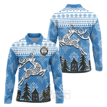 Russell Clan Christmas Long Sleeve Polo Shirt Celtic Reindeer Style Unisex - Tartan Vibes Clothing