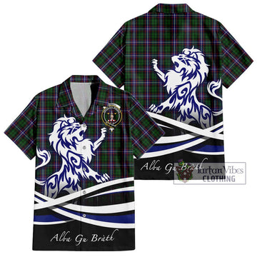 Russell Tartan Hawaiian Shirt with Alba Gu Brath Regal Lion Emblem Kid - Tartan Vibes Clothing
