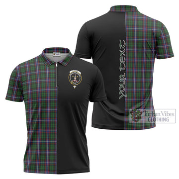 Russell Tartan Zipper Polo Shirt with Family Crest and Half Of Me Style Unisex - Tartan Vibes Clothing