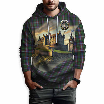 Russell Tartan Family Crest Hoodie with Scottish Ancient Castle Style Pullover Hoodie - Tartan Vibes Clothing