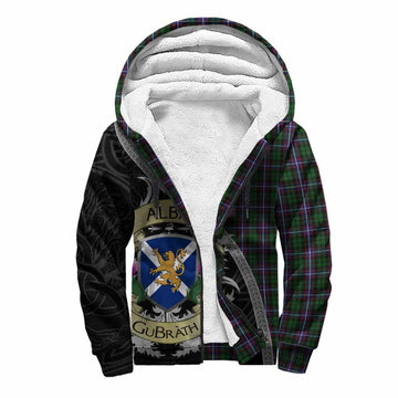 Tartan Vibes Clothing Russell Tartan Family Crest Sherpa Hoodie Lion Rampant Royal Thistle Shield Celtic Inspired